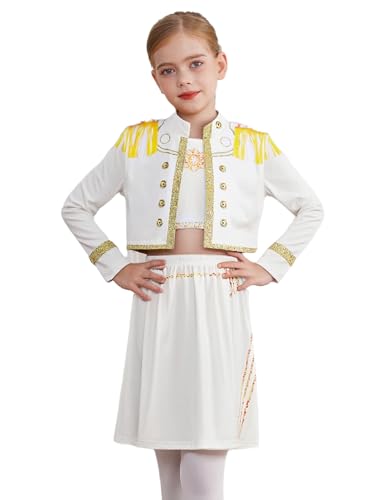 Kids Girls 3Pcs Long Sleeve Outerwear and Vest Bottoms Popular Singer Demon Stage Performance Outfits