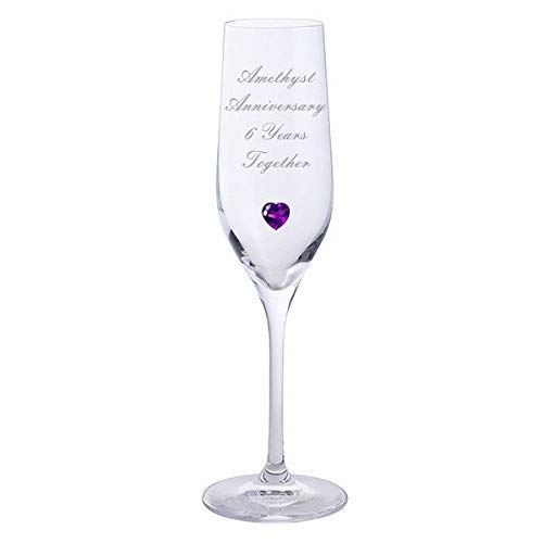 Flûtes à champagne Dartington améthyste anniversaire 6 ans de mariage paire