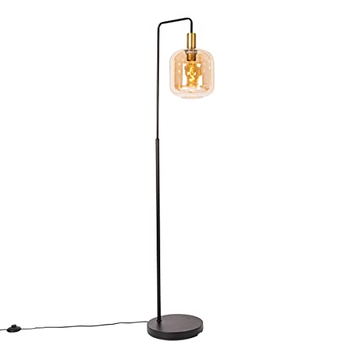 Qazqa zuzanna - Lampadaire - 1 lumière - H 150 cm - Noir et Or - Design - éclairage intérieur - Salon I Chambre I Cuisine I Salle à manger
