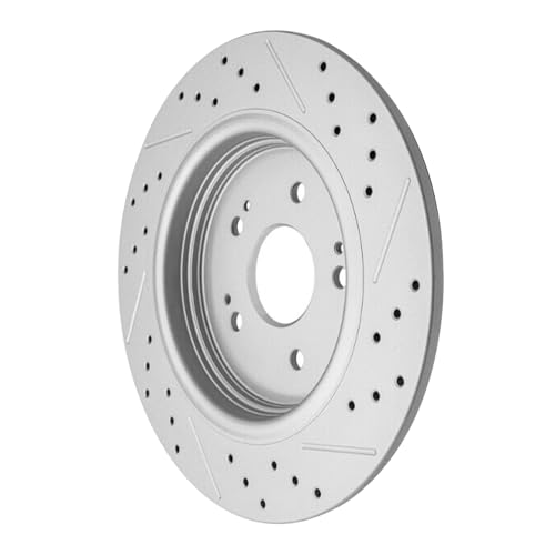 Image of Detroit Axle - Rear Brake Rotors for 2019-2025 Acura RDX 2023-2025 Honda HR-V, Drilled and Slotted Disc Brake Rotors Set Replacement: 12.20 inch inch Rotors