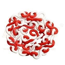 LADWA 15 Meter S Hook Type Plastic Safety Barrier Cone Chain, 6mm Thickness, Red & White, Multipurpose for Construction, Traffic Control, and Safety Zones