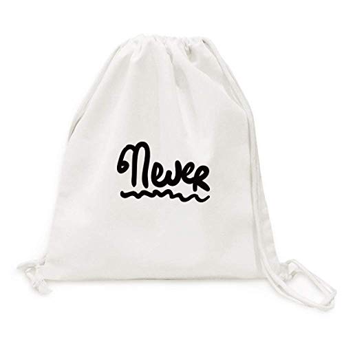 Mochila de lona com cordão e citação Never Funny