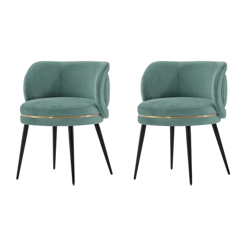 Manhattan Comfort Kaya Modern Velvet Dining Chairs with Pleated Round Back, High Density Foam...
