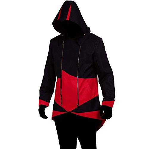 Cos2be Hoodie Jacket Coat (Black&Red,Men-L)