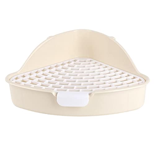 LOVIVER Caja de Arena Triangular para Conejos, Entrenador de Inodoro, Orinal para Mascotas con Rejilla para Hámster, Chinchilla, Suministros para Jaula de Familia con Mascotas, Blanco