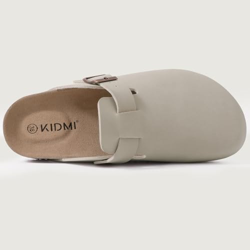 Image of KIDMI Unisex Vegan Suede Clogs Leather Mules Womens Mens Cork Footbed Potato Shoes with Arch Support