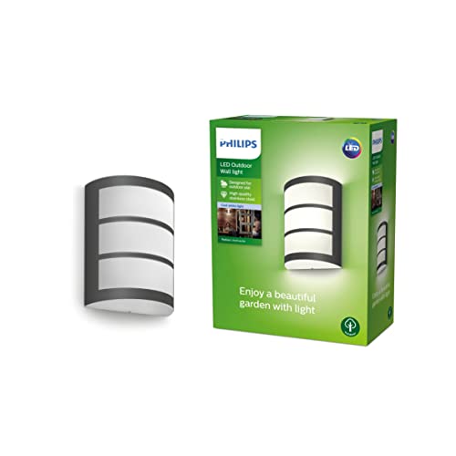 Applique murale LED Philips myGarden IP44 en acier anthracite durable