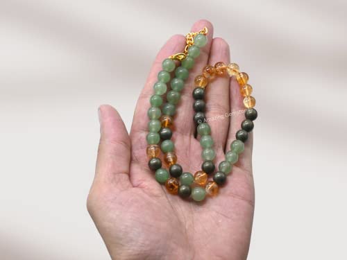 Pyrite, Green Aventurine, and Citrine Necklace - Money and Success Necklace