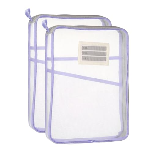 Pochette filet à fermeture éclair A4 rangement transparent violet bureau