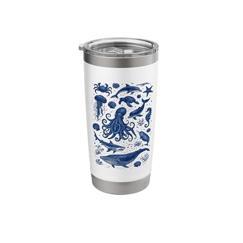 Ocean Life Vintage Marine Animals Retro Aesthetic Stainless Steel Insulated