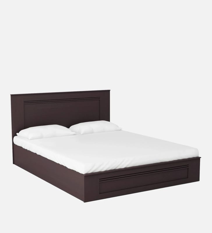 Image of Mintwud Pepperfry Engineered Wood King Size Bed with Hydraulic Storage | Wooden Double Bed Cot Palang Furniture with Headboard for Home Bedroom Living Room and Hotel (Walnut Finish)