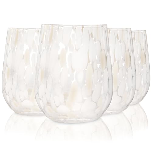 Sänger Trinkgläser Set Curacao 4-teiliges Gläser Set für 4 Personen aus Glas, Wasserglas, Weiß Beige, elegantes Design, Alltag, Familienessen, Büro, Outdoor Saftgläser Set | 320 ml
