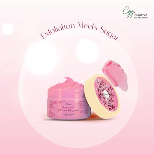 Image of CGG Cosmetics Japanese Cherry Blossom Sugar scrub|Exfoliation & Tan Removal | Skin Brightening | Deep Moisturization | 100% Vegan| 200GM
