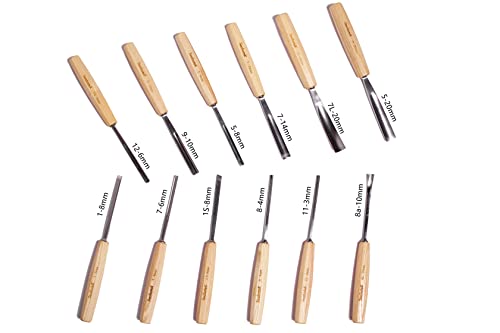 Seabotek Full Size Wood Carving Tools Set Of 12 With Canvas Bag - Gouges And Carving Chisels For Beginners, Hobbyists And Professionals #TOP1