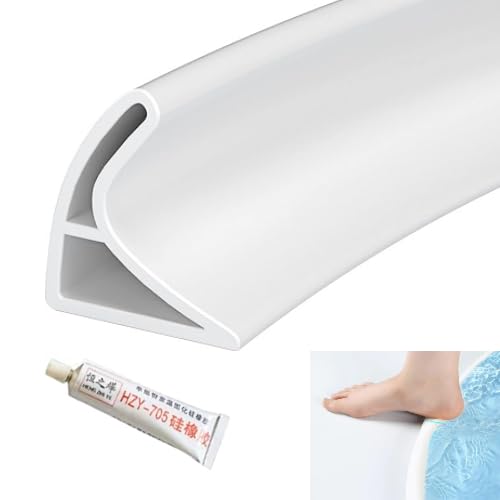 Image of Hukimoyo 3M Water Stopper for Kitchen Slab Bathroom with Glue Water Dam Barrier Strip Silicone Kitchen Sink Water Splash Guard Self-Adhesive Water Blocking Shower Bathroom Dry and Wet Area Separator