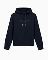 Armani Exchange Men/'s Long Sleeve Drawstring, Front Tone Logo Hooded Sweatshirt, deep Navy, L