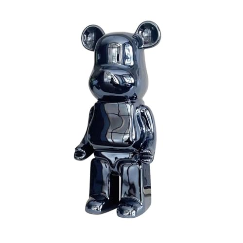 JNVHFGT Ornamento Bearbrick, Bloques de 28 cm Esculturas Coleccionables de Osos decoración de Escritorio Regalos para niños y niñas(Black)