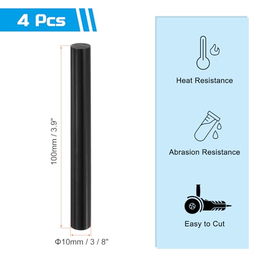 Image of MECCANIXITY ABS Plastic Rod Round Solid Bar 10 mm x 100 mm Black for DIY Model Material, Architectural Model Making, DIY Sand Table, Pack of 4