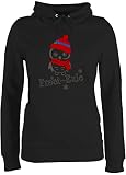 Eule, Fuchs & Co. Geschenk - Frost-Eule - L - Schwarz - Eule - JH001F - Damen Hoodie und Kapuzenpullover für Frauen