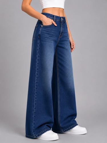 Image of ADBUCKS Baggy Jeans for Women || Women,s Loose Jean Pants || Oversized Jean's for Women's || Wide Leg Jean,s for Woman || Casual Jins for Woman's