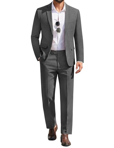 COOFANDY Mens 2 Piece Suit Slim Fit 2 Button Formal Jacket Suits Pants Set for Wedding Business Prom