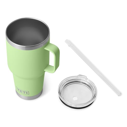 Image of YETI Rambler 35 oz Tumbler with Handle and Straw Lid, Travel Mug Water Tumbler, Vacuum Insulated Cup with Handle, Stainless Steel, Key Lime