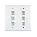 Hellermann Tyton FPDGSIX-FW Dual Gang 6 Port Flush Mount Faceplate, ABS 94V-0, Office White