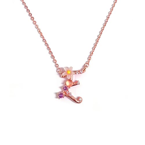 Collares con inicial para mujer, collar con colgante personalizado, joyería regalos para cumpleaños, aniversarios, San Valentín, Día de la Madre, bodas, amistad, compromiso, talla (Oro rosa E)