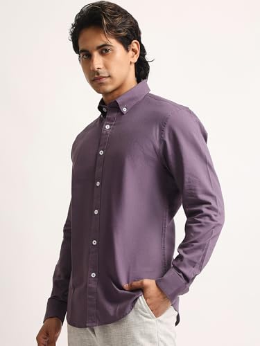 Image of MANIAC || Mens || Solid || Collared Neck || Full Sleeve || Oxford || Linen Blend Fabric || Shirt