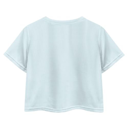 Image of Cute Crop Tops for Girls Short Sleeve Summer T Shirts Fashion Graphic Tees Crew Neck Pullover Tee 5-14 Years