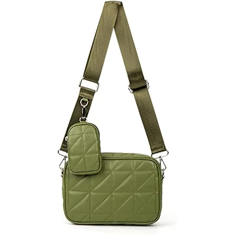 AOCINA Small Coin Purse Crossbody Bags with Coin Pouch for Women Soft Leather Quilted Hobo Purses 2 Size Bags(Olive Green) Cover