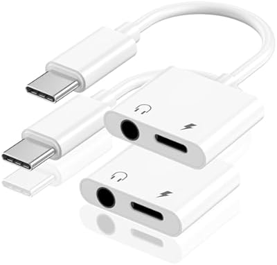 [MFi Certified] iPhone 17 16 Headphone Adapter, 2 Pack USB Type C to 3.5 mm Headphone Jack Aux Audio with Fast Charging Splitter Adapter Dongle for iPhone 17 16 15 Pro Max, Galaxy…
