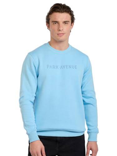 Image of Park Avenue Men Full Sleeve Slim Fit Solid Pattern Cotton Polyester Blend Regular Neck Regular Neck Casual Sweatshirt