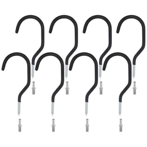 HEATSHAKING 8個 自転車壁掛けフック 耐久性に優れた カーボンスチール製 ガレージ収納用 滑り止め加工 バイクラック 省スペースで