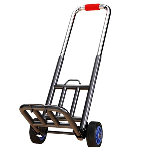 Carrito de mano plegable resistente, 2 ruedas con 3 cuerdas elásticas, carrito utilitario portátil ligero para equipaje, viajes, mudanzas, compras, oficina