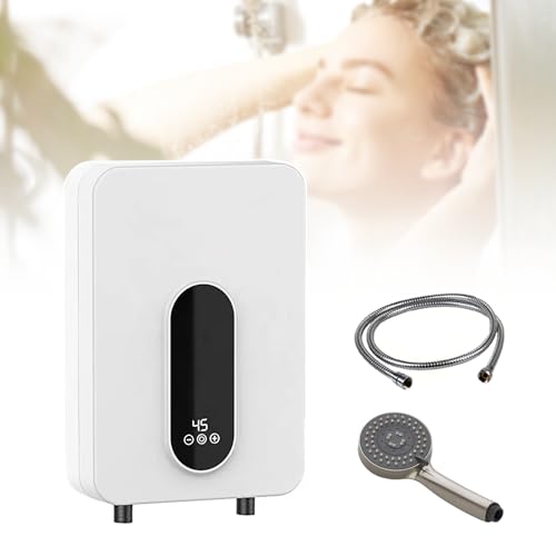 Calentador de Agua Instantáneo Sin Tanque para Cocina y Baño, Calentamiento en 3 Segundos, Temperatura Ajustable de 30 a 55°C, Impermeable IPX4, Incluye Ducha y Manguera