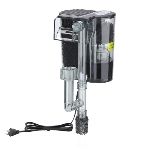 hygger Hang On Back Aquarium Filter, Small Fish Tank Filter Waterfall Filtration System, Adjustable Water Flow with Surface Skimmer, Replaceable Sponge Quiet Hanging Filter for Tank Up to 5 Gal