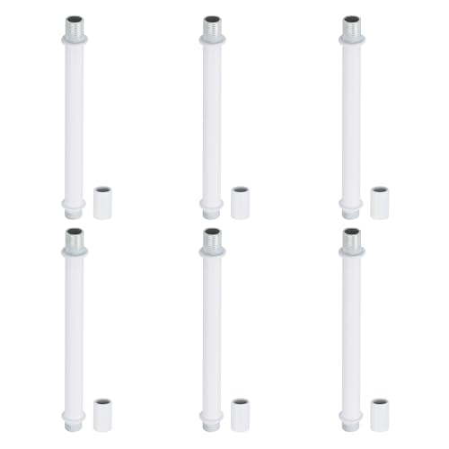Image of PATIKIL Straight Pipe Lamp Stems Rod Kit, 6 Set M10 Carbon Steel 120mm(4.72 inch) Long Double End Thread Rod with Coupling Nuts Sleeve Connector for Table Lamps Chandeliers, White
