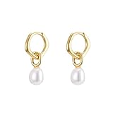 Beydodo Pendientes de plata de ley 925, pendientes colgantes con perla, sin níquel, para mujer y oro