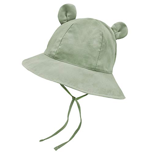 Baby Hats 0-6 Months Baby Boy Sun Hat Bear Ears Infant Sun Hat Beach Infant Hats for Girls Cute Infant Bucket Hat Green
