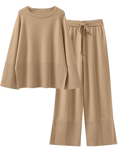 ANRABESS Womens 2 Piece Outfits Oversized Knit Sweater Set Wide L...