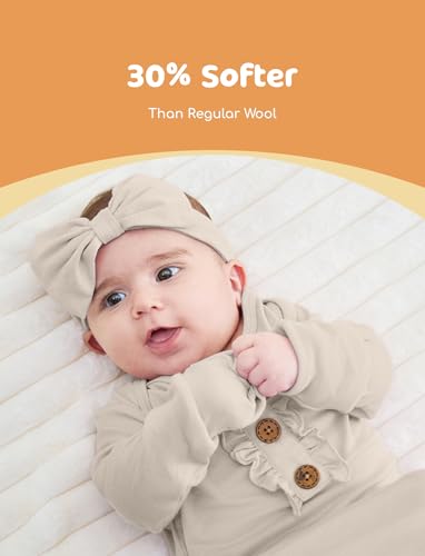 PATPAT Tencel & Wool Blend Baby Sleeper Gown for Newborn Boy Girl Infant, Knotted Sleep Sack as Premium Gift for Baby4
