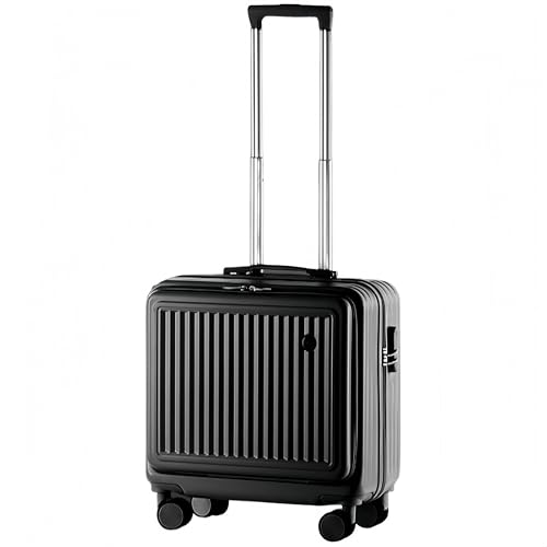 スーツケース 機内持ち込み 20L サイズ フロントオープン フロントポケット 超軽量 耐衝撃 静音 ダブルキャスター 360 度回転 旅行・ビジネス出張用 (ブラック, 40 cm×23 cm×40 cm)