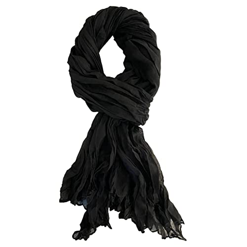 Summer Cotton Blend Crinkle Vintage Soft Scarf Fashion Solid Color Scarves Wrap Shawl
