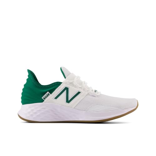 Image of New Balance Kid's Fresh Foam Roav V1 Lace-Up Running Shoe, White /Classic Pine, 3.5 W Big Kid