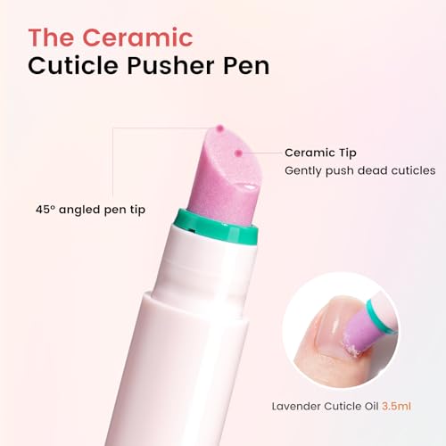 Ceramic Cuticle Oil Pusher Pen -3 in 1 Cuticle Remover Pen for Nails, Nail Care Buffer Pens with Micro-Dosin Oil for Hangnails, Dry & Damaged Nails, Moisturize Strengthen Brighten - Image 5
