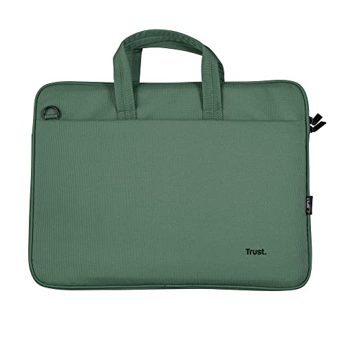 Trust Bologna Sustainable Slim Laptop Bag 16 Inch with Shoulder Strap, Eco Bag, Recycled Plastic Laptop Case, RPET Work Bag, Lightweight Carrying Case for Travel, Business, Office, School - Green Trust Bologna Sustainable Slim Laptop Bag 16 Inch with Shoulder Strap, Eco Bag, Recycled Plastic Laptop Case, RPET Work Bag, Lightweight Carrying Case for Travel, Business, Office, School - Green