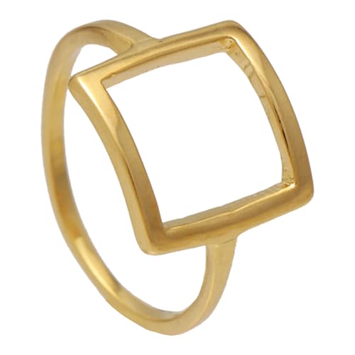 Anel em Formato De Quadrado Vazado Aro Fino Delicado Folheado Ouro 18k (15)