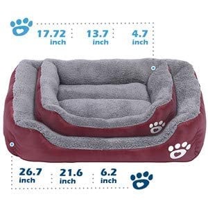 powerking Hundebett, wasserdichtes Haustier Mat Pad und Schlafkissen für Kitty Katze und kleine Hündchen, weich und waschbar （rot）
