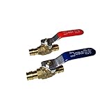 2 Pieces XFITTING Propex Expansion F1960 1/2' Ball Valve, 1 Red/Hot and 1 Blue/Cold, Pex A Pipe,...